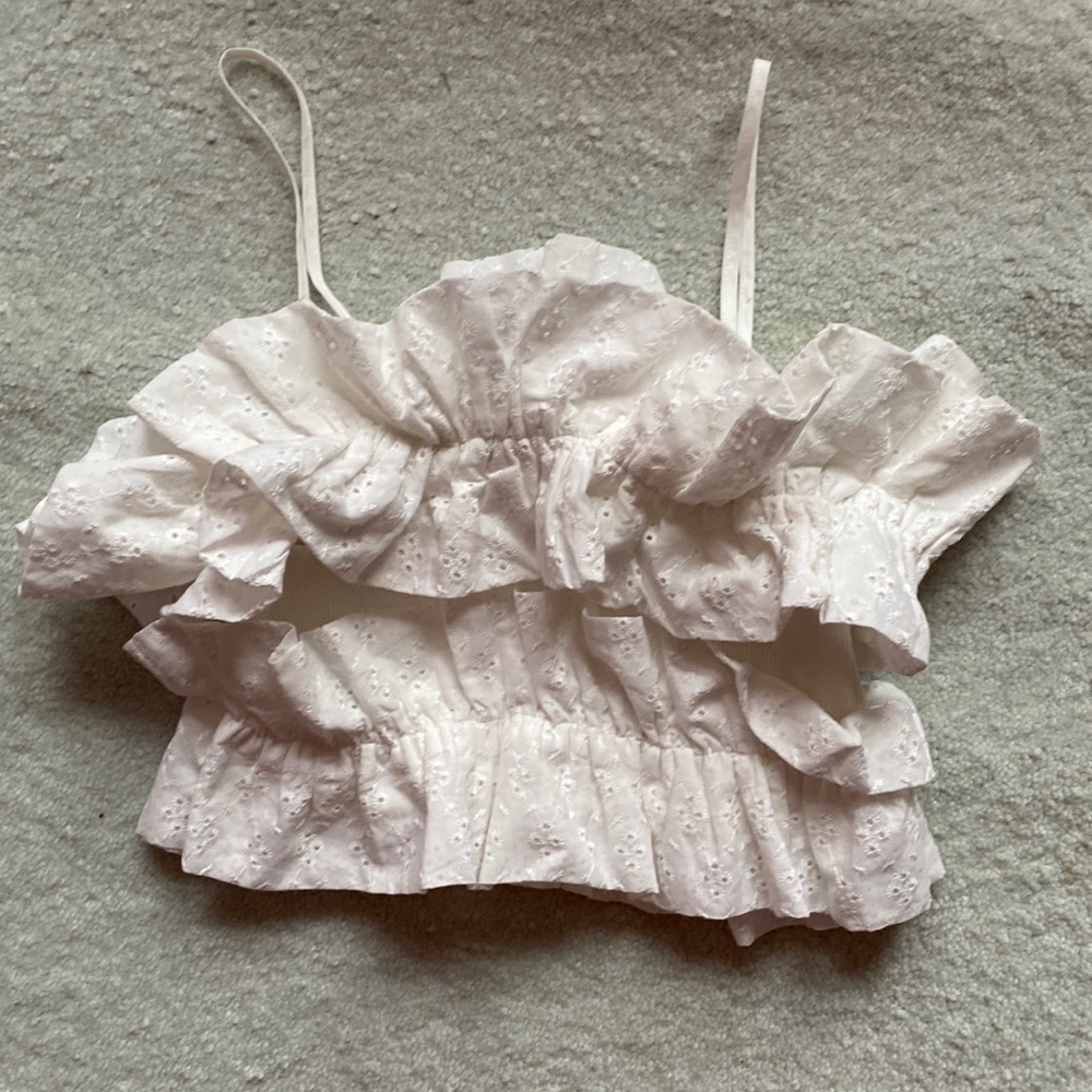 Zara white ruffle tank